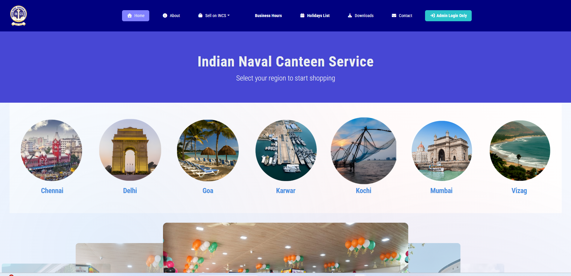 Indian Naval Canteen Service — Web portal